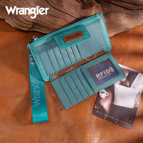 Wrangler Floral Tooled Card Wallet/Wristlet