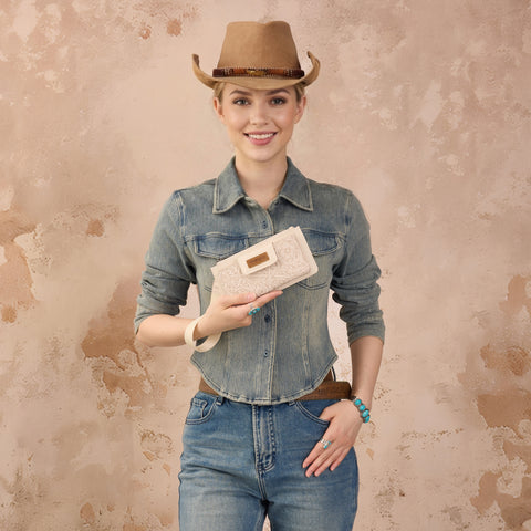 Wrangler Western Floral Embossed Wristlet Wallet