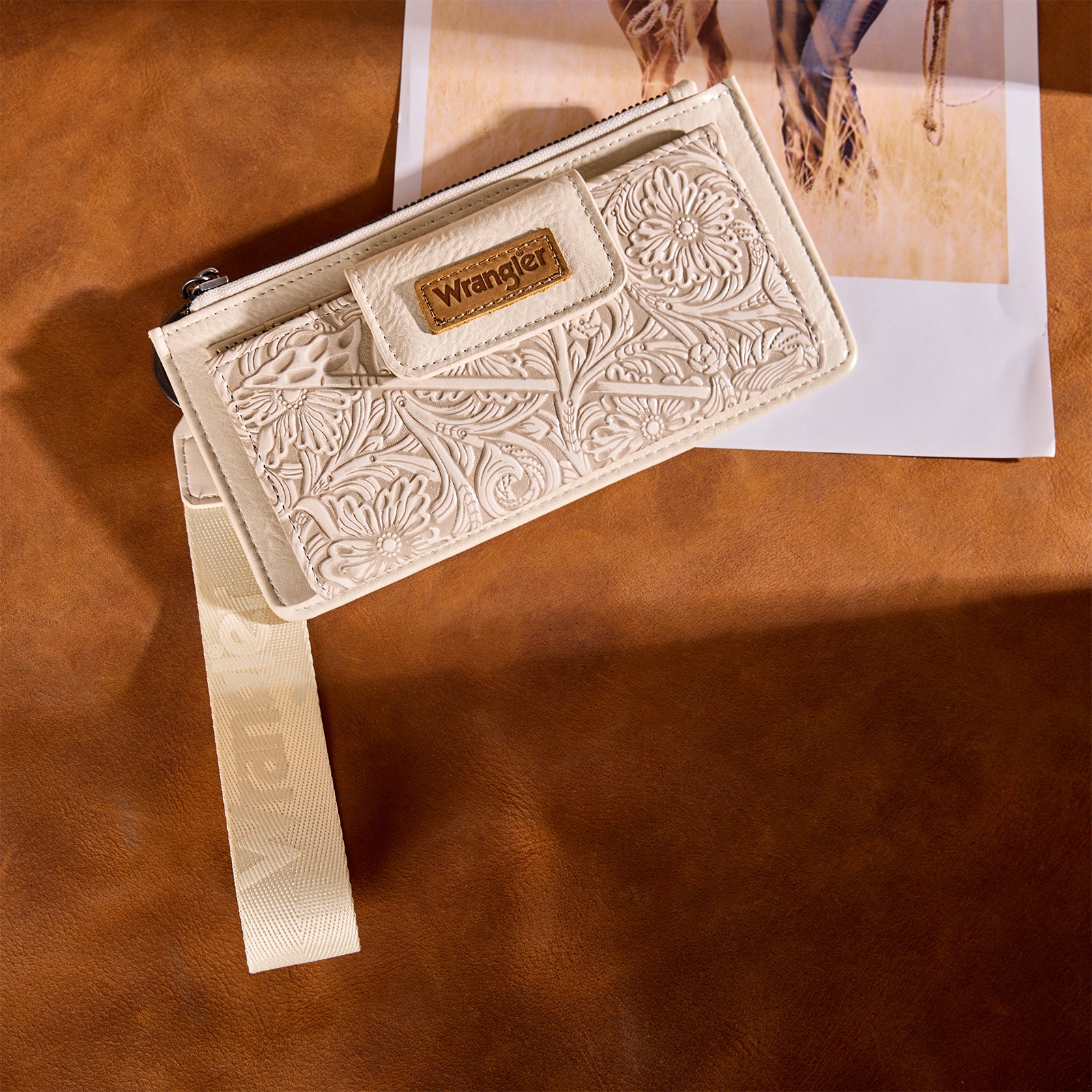 Wrangler Western Floral Embossed Wristlet Wallet