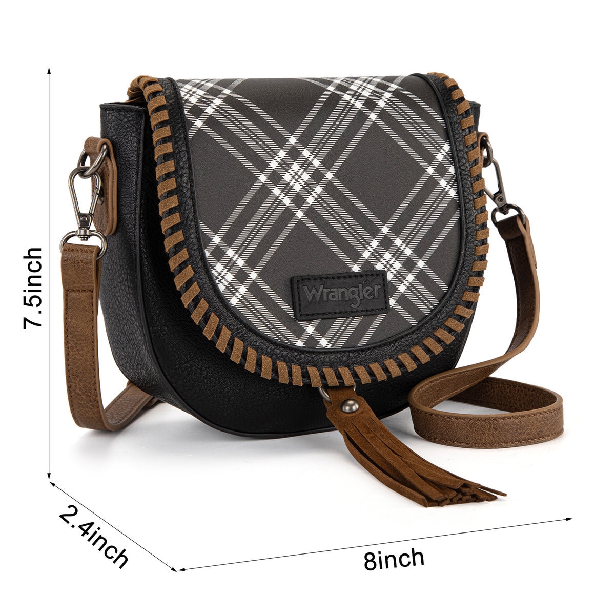 Wrangler Plaid Western Whipstitch Crossbody Bag