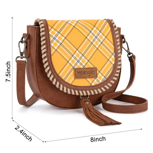 Wrangler Plaid Western Whipstitch Crossbody Bag
