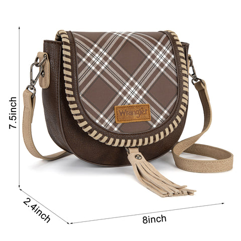 Wrangler Plaid Western Whipstitch Crossbody Bag