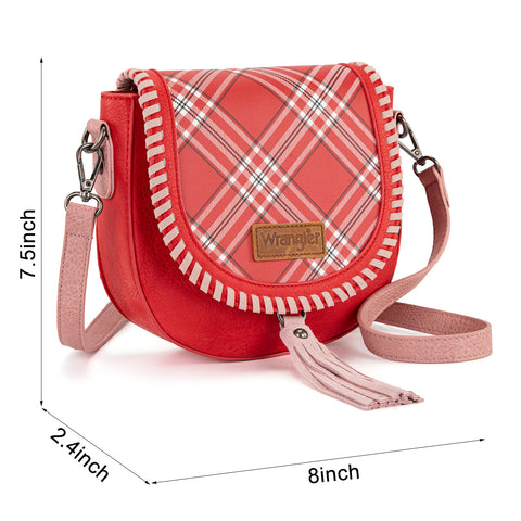 Wrangler Plaid Western Whipstitch Crossbody Bag