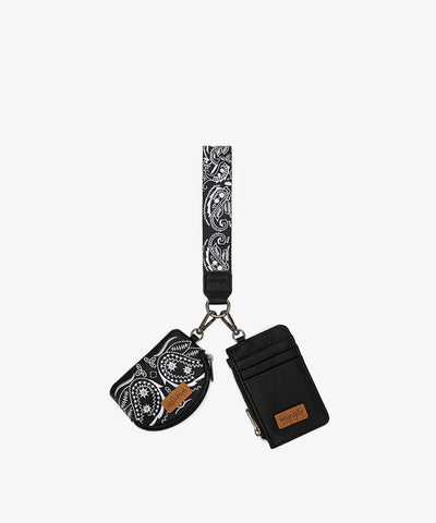 Wrangler Paisley Bandana Card Holder and Wallet Set in BK