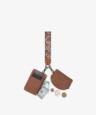 Wrangler Paisley Bandana Card Holder and Wallet Set in BR