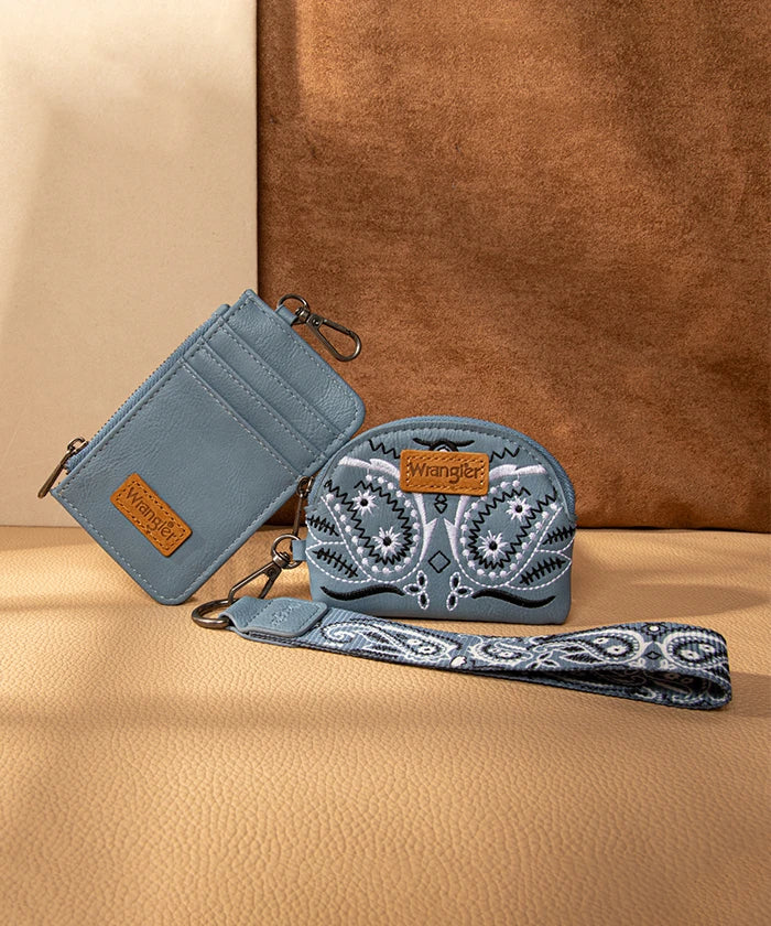 Wrangler Paisley Bandana Card Holder and Wallet Set in JN