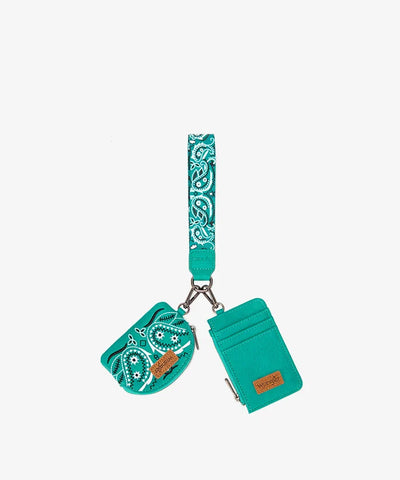 Wrangler Paisley Bandana Card Holder and Wallet Set in TQ