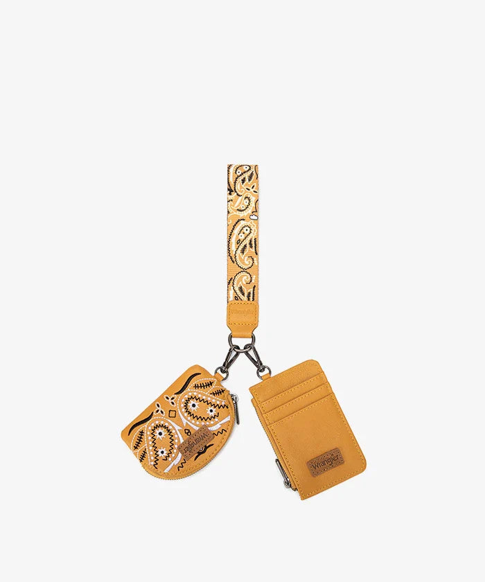 Wrangler Paisley Bandana Card Holder and Wallet Set in YL