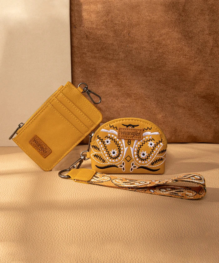 Wrangler Paisley Bandana Card Holder and Wallet Set in YL