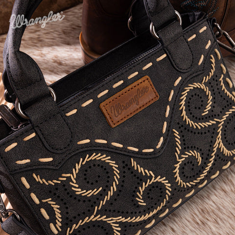 Embroidered Swirl MIni Satchel/ Crossbody