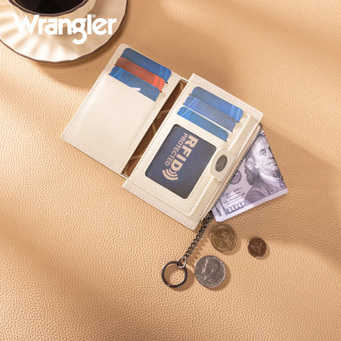 Wrangler Floral Embossed Bi-fold Wallet with Key Ring