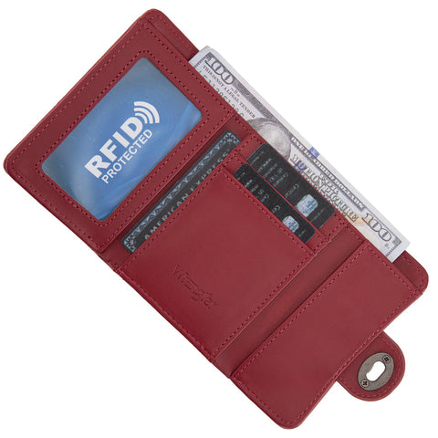 Wrangler Floral Embossed RFID Trifold Wallet Burgundy