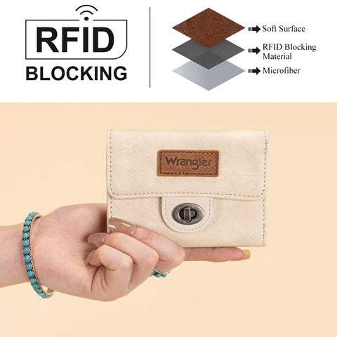 Wrangler Floral Embossed RFID Trifold Wallet