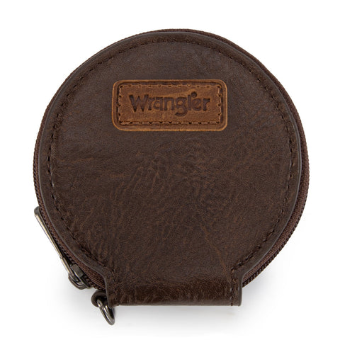 Wrangler Leopard Print Dual Pouch Wristlet with Zipper Round Case