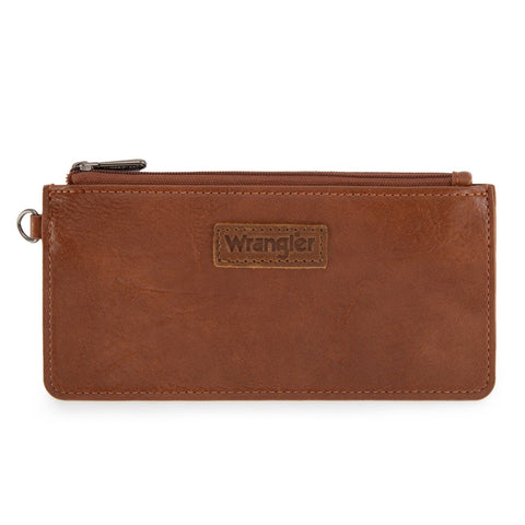 Wrangler Leopard Print Dual Pouch Wristlet with Zipper Round Case