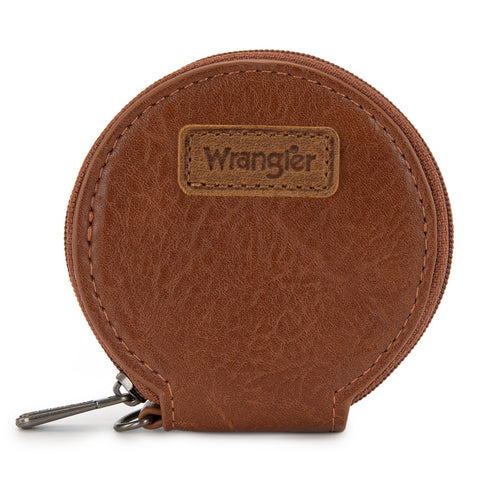 Wrangler Leopard Print Dual Pouch Wristlet with Zipper Round Case