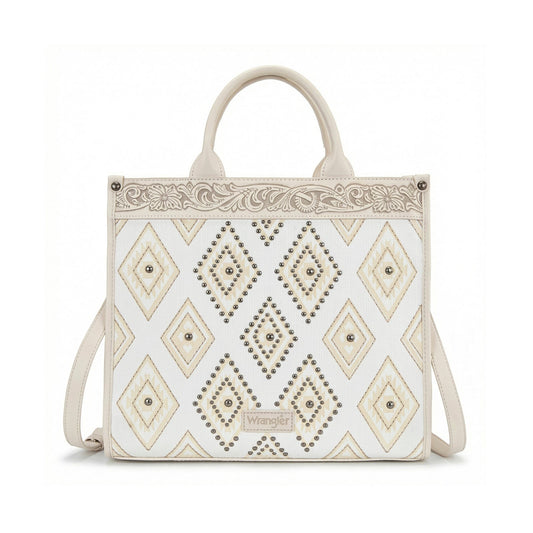 Wrangler Aztec Studded Denim Tote & Crossbody Bag