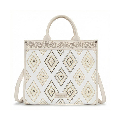 Wrangler Aztec Studded Denim Tote & Crossbody Bag