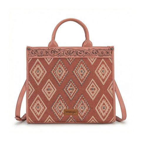 Wrangler Aztec Studded Denim Tote & Crossbody Bag