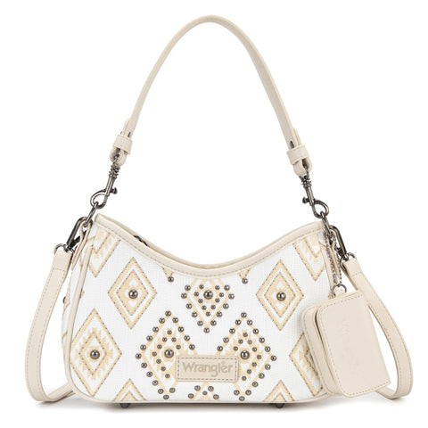 Wrangler Aztec Studded Denim Shoulder Bag with Mini Pouch