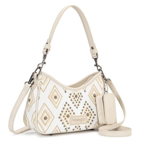 Wrangler Aztec Studded Denim Shoulder Bag with Mini Pouch