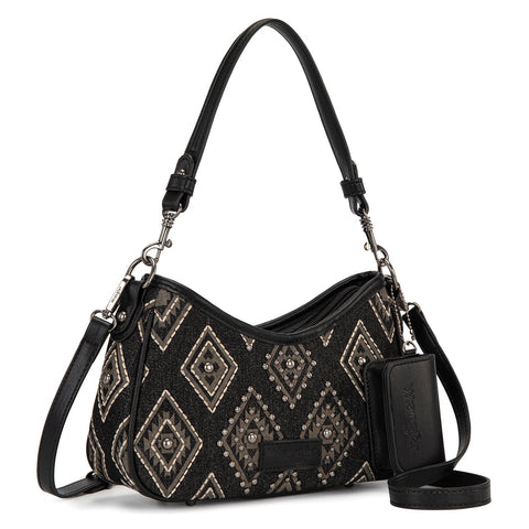 Wrangler Aztec Studded Denim Shoulder Bag with Mini Pouch