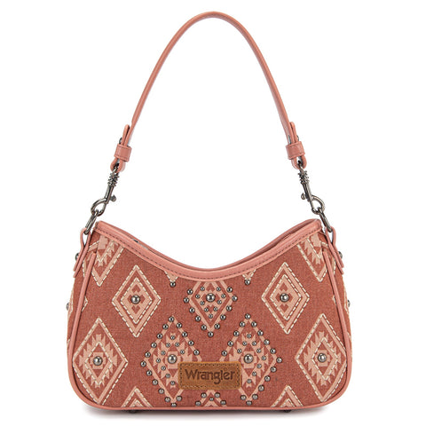 Wrangler Aztec Studded Denim Shoulder Bag with Mini Pouch