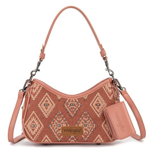 Wrangler Aztec Studded Denim Shoulder Bag with Mini Pouch