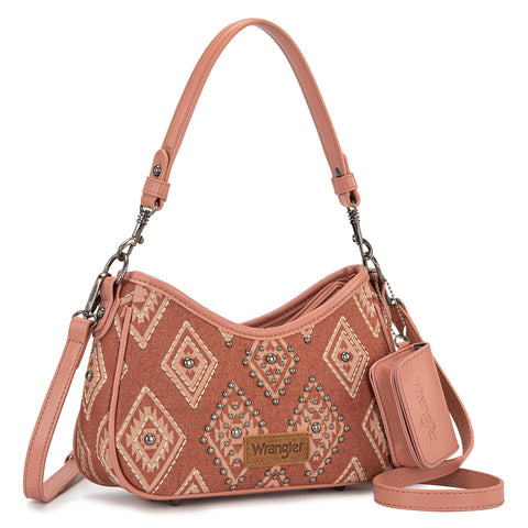 Wrangler Aztec Studded Denim Shoulder Bag with Mini Pouch
