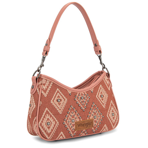 Wrangler Aztec Studded Denim Shoulder Bag with Mini Pouch
