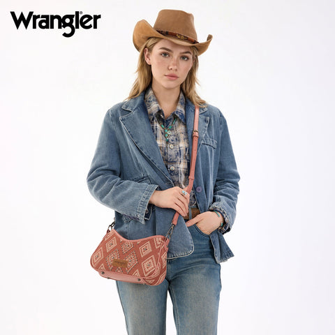 Wrangler Aztec Studded Denim Shoulder Bag with Mini Pouch