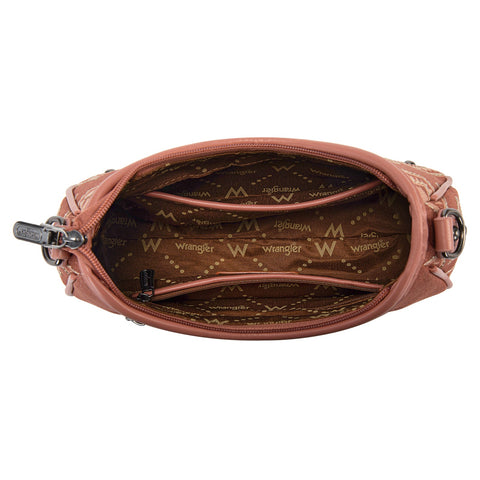 Wrangler Aztec Studded Denim Shoulder Bag with Mini Pouch