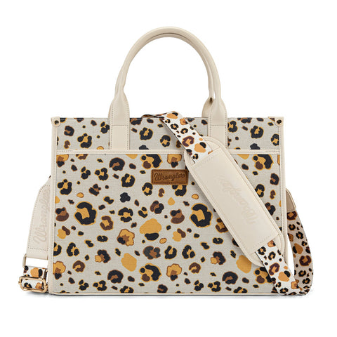 Wrangler Leopard Print Canvas Oversized Tote with Adjustable Strap
