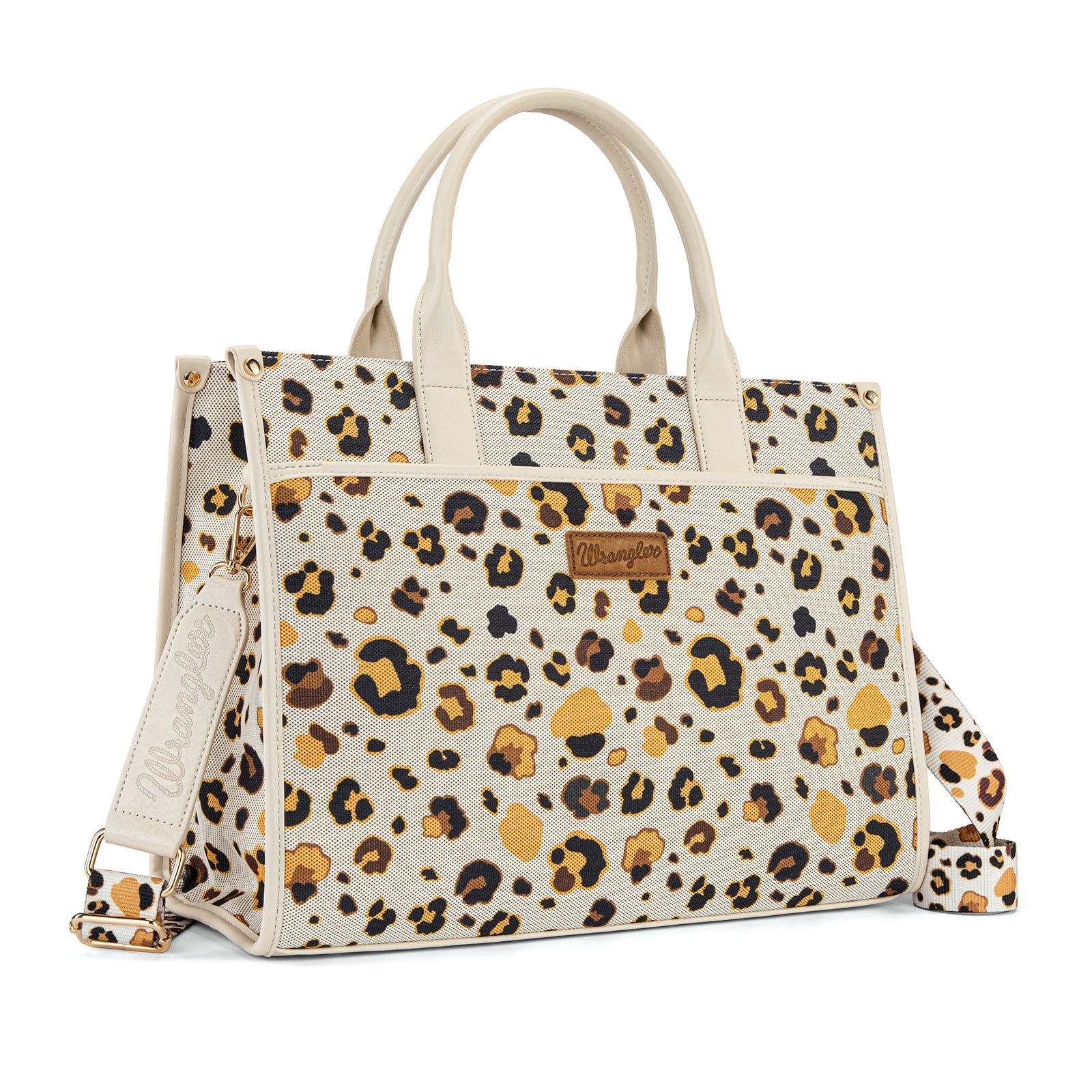 Wrangler Leopard Print Canvas Oversized Tote with Adjustable Strap