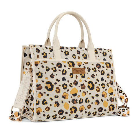 Wrangler Leopard Print Canvas Oversized Tote with Adjustable Strap