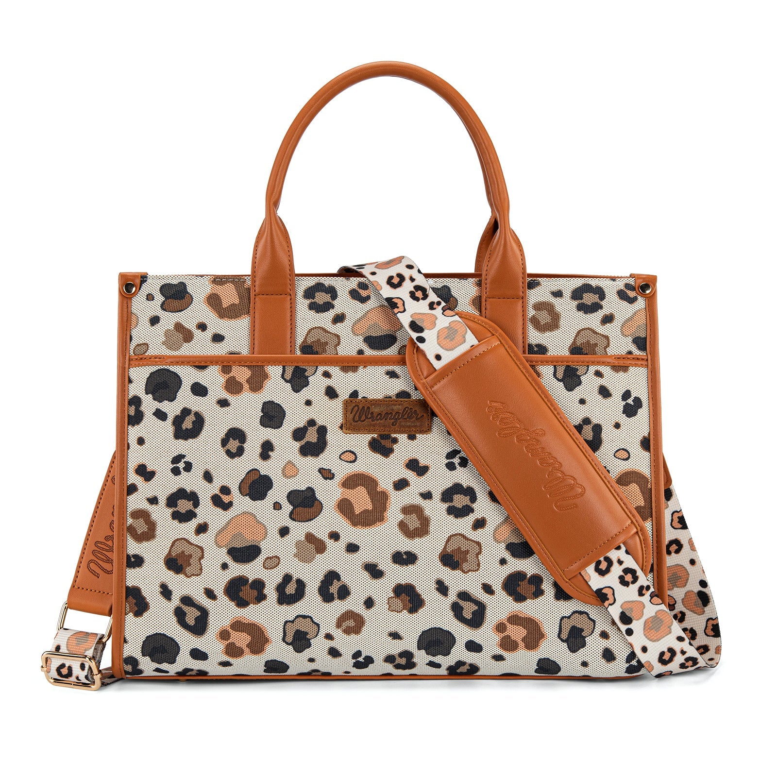 Wrangler Leopard Print Canvas Oversized Tote with Adjustable Strap