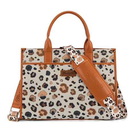 Wrangler Leopard Print Canvas Oversized Tote with Adjustable Strap