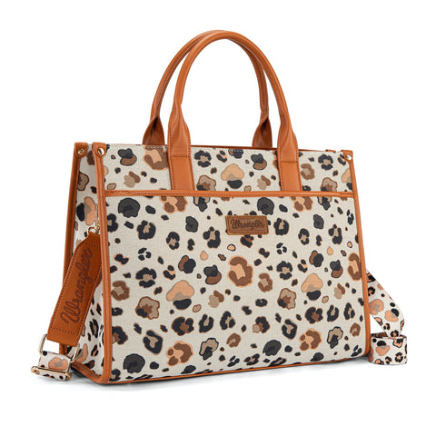 Wrangler Leopard Print Canvas Oversized Tote with Adjustable Strap