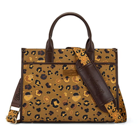 Wrangler Leopard Print Canvas Oversized Tote with Adjustable Strap