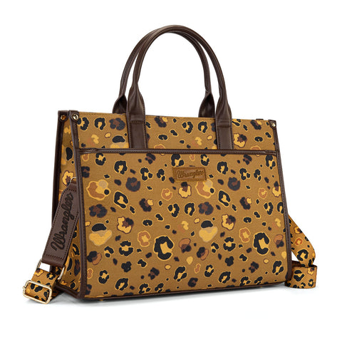 Wrangler Leopard Print Canvas Oversized Tote with Adjustable Strap