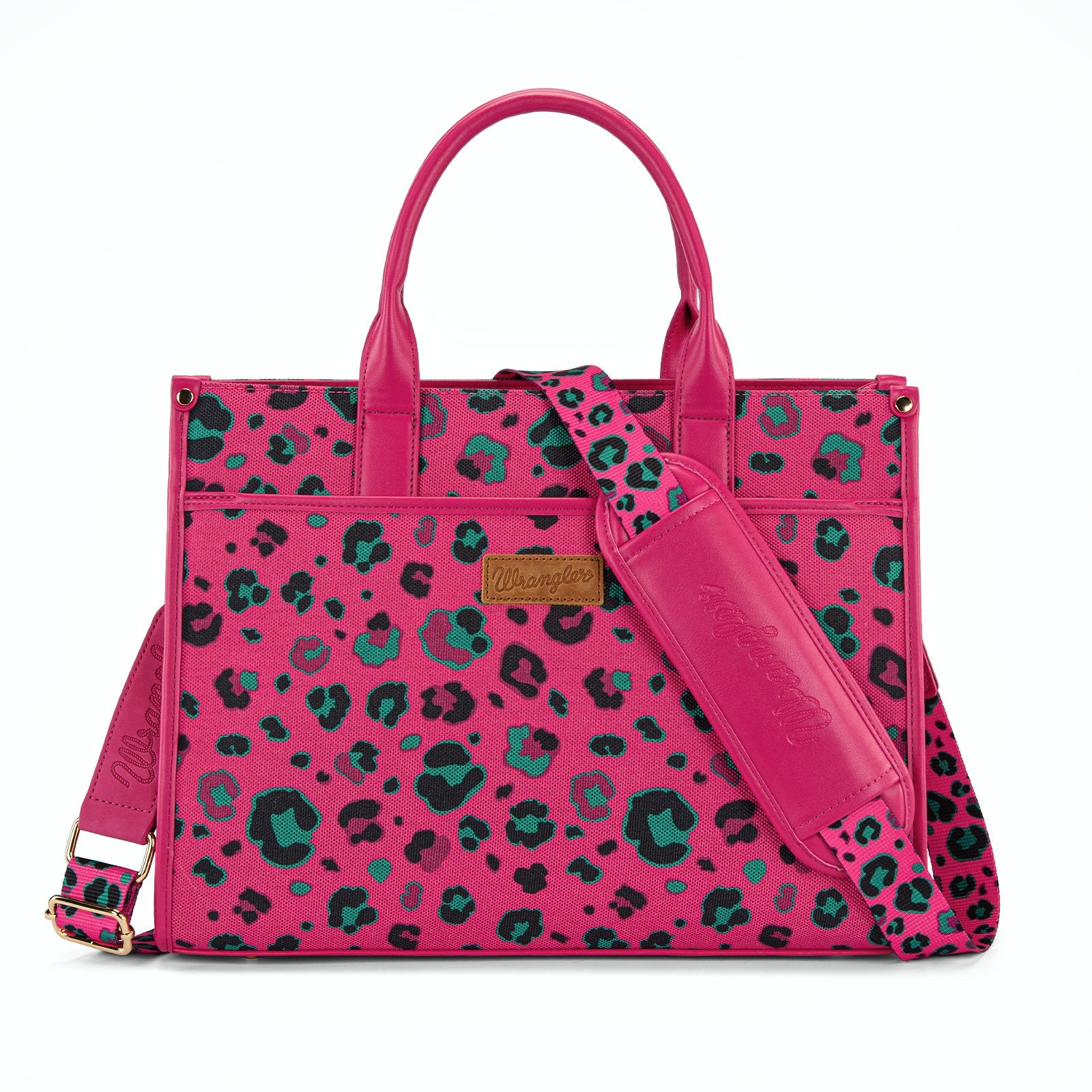 Wrangler Leopard Print Canvas Oversized Tote with Adjustable Strap