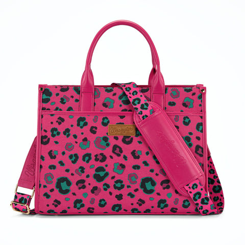 Wrangler Leopard Print Canvas Oversized Tote with Adjustable Strap
