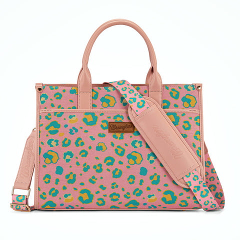 Wrangler Leopard Print Canvas Oversized Tote with Adjustable Strap