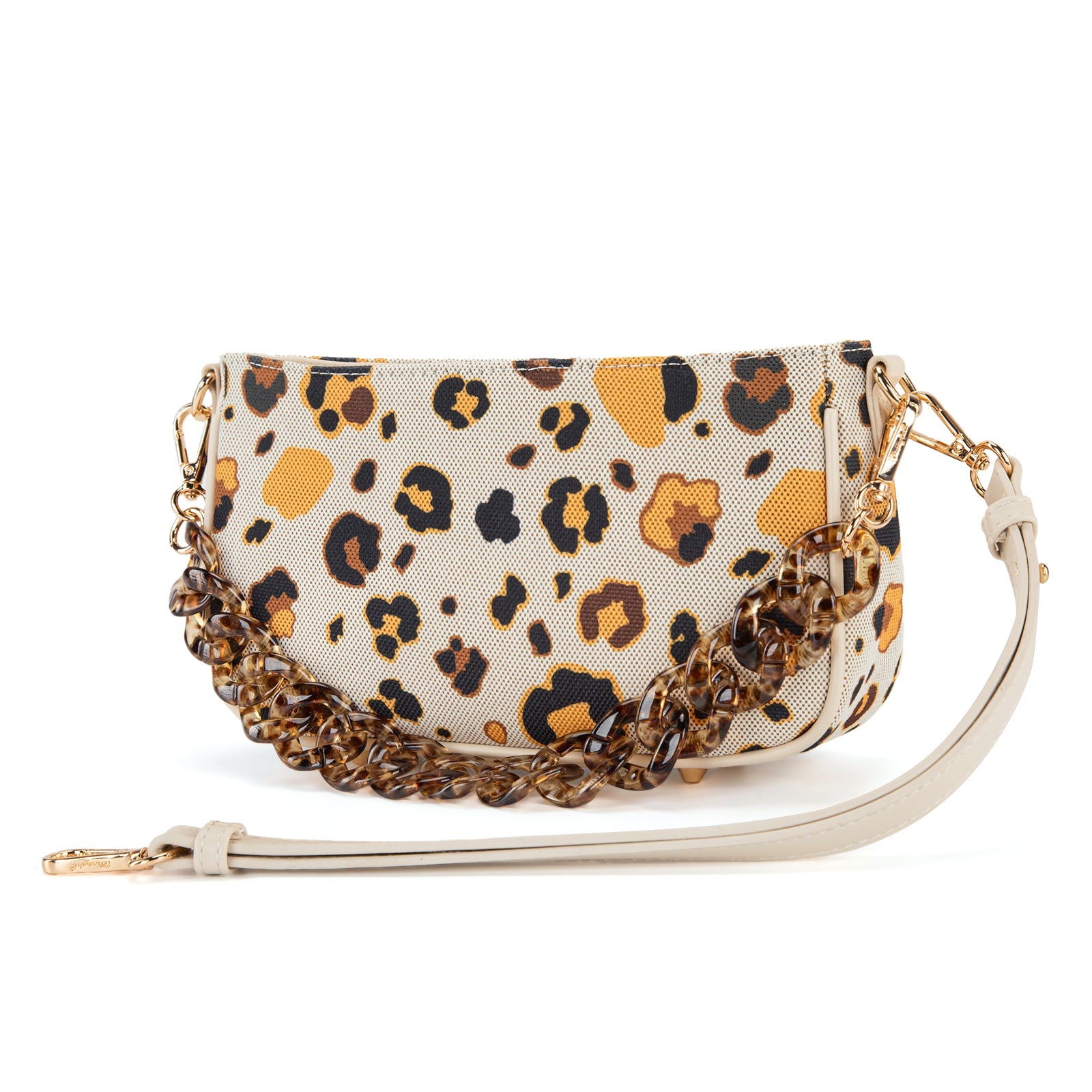 Wrangler Leopard Print Canvas Shoulder Bag with Chain Strap
