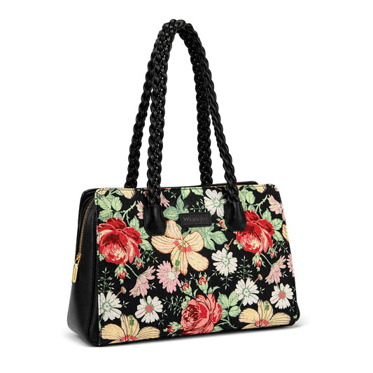Wrangler Floral Print Braided Satchel Bag