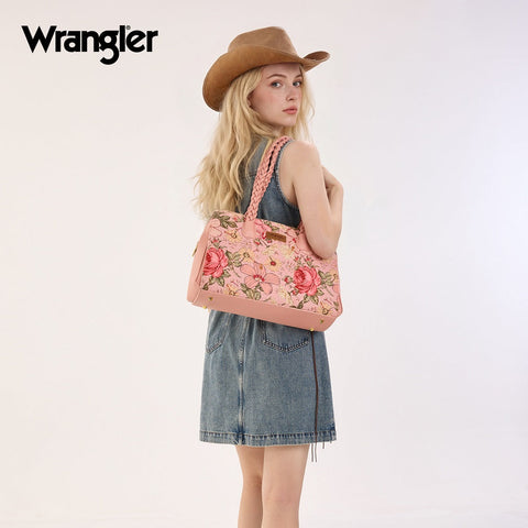 Wrangler Floral Print Braided Satchel Bag