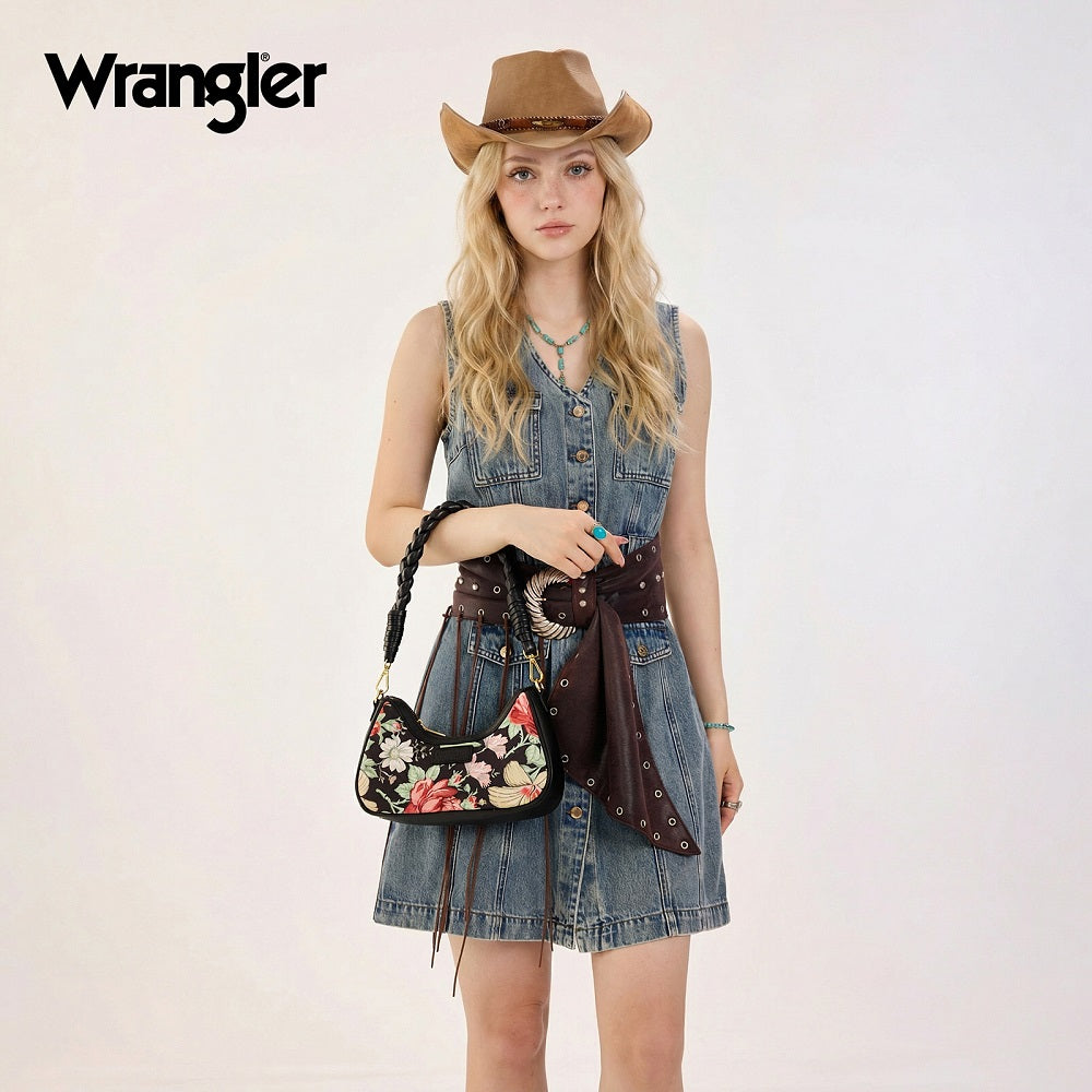 Wrangler Floral Print Braided Hobo Bag