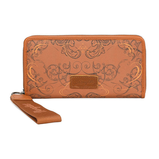 Wrangler Scroll Print Zip Around Wallet