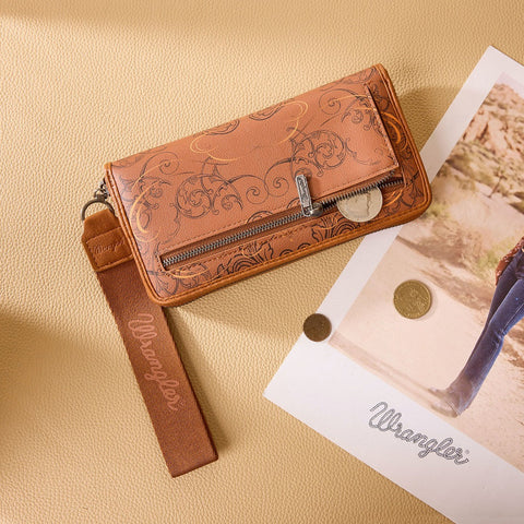 Wrangler Scroll Print Zip Around Wallet