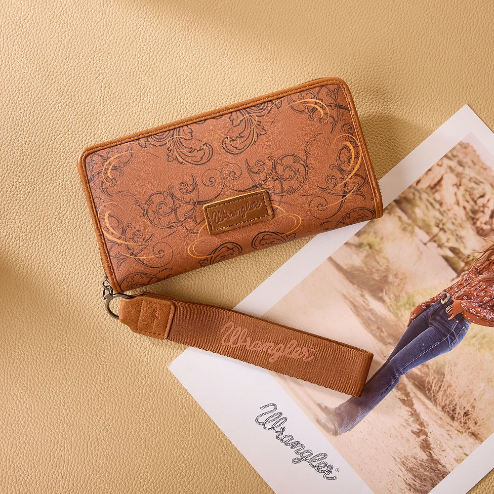 Wrangler Scroll Print Zip Around Wallet